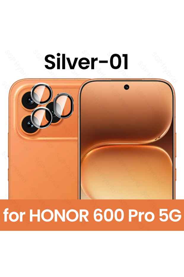 600 Pro-Silver-01 Metal Ring Lens Glass for Honor 600 Pro Lite Light 5G 2026 HD Back Camera Protecto