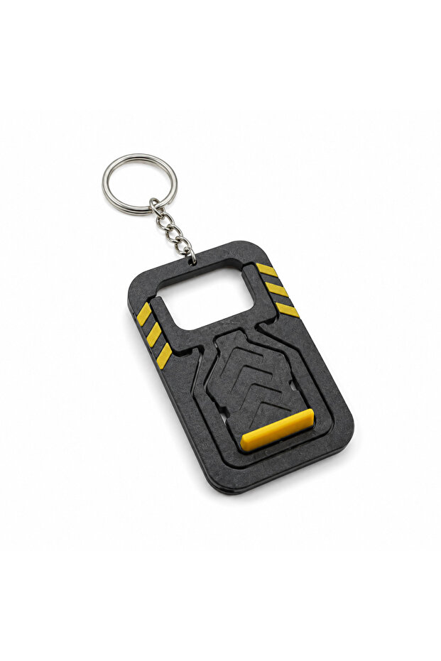 1pcs Black Rafford Foldable Keychain Phone Stand, Portable Mini Smartphone Holder for Travel Desk, C
