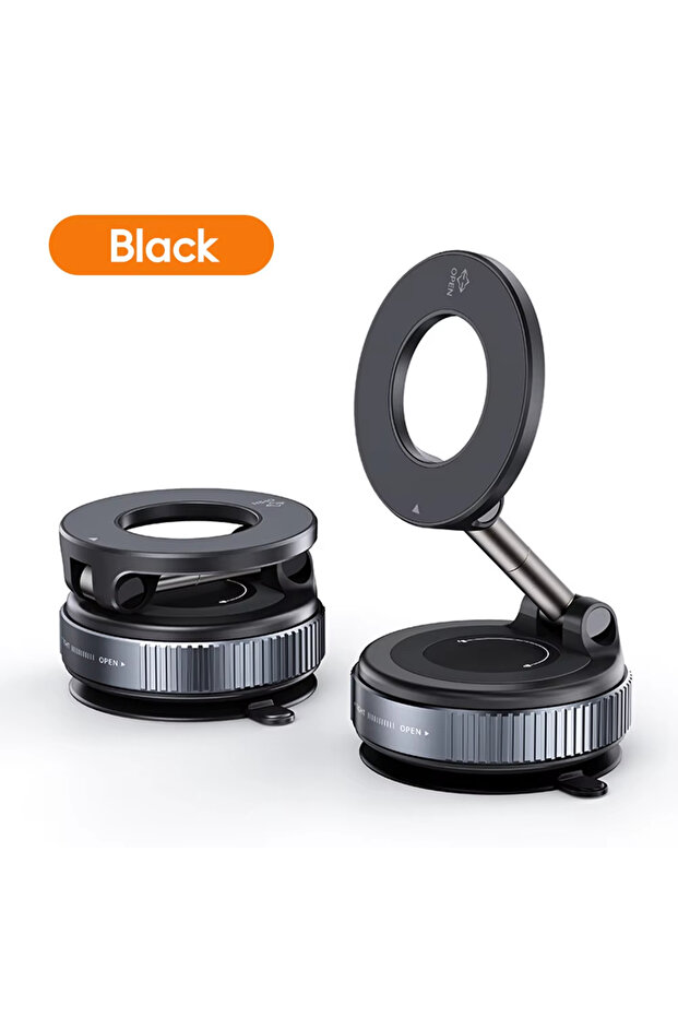 black Car Mount Electric Vacuum Magnetic Holder Foldable Strong Suction Stand For Cell Phone For iph