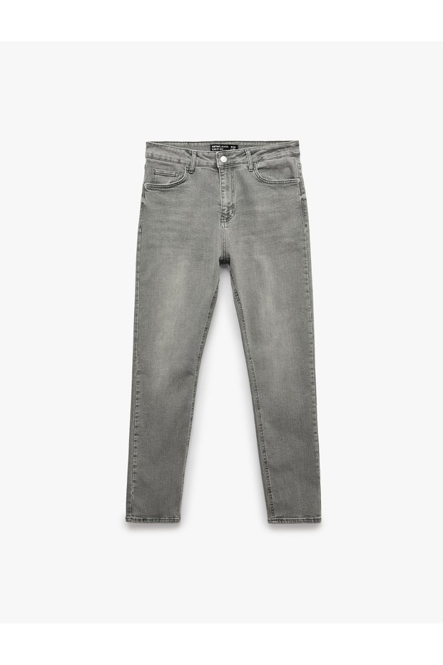Washable Pocketed Regular Waist Slim Fit Cotton Skinny Leg Jeans - Slim Fit Jeans