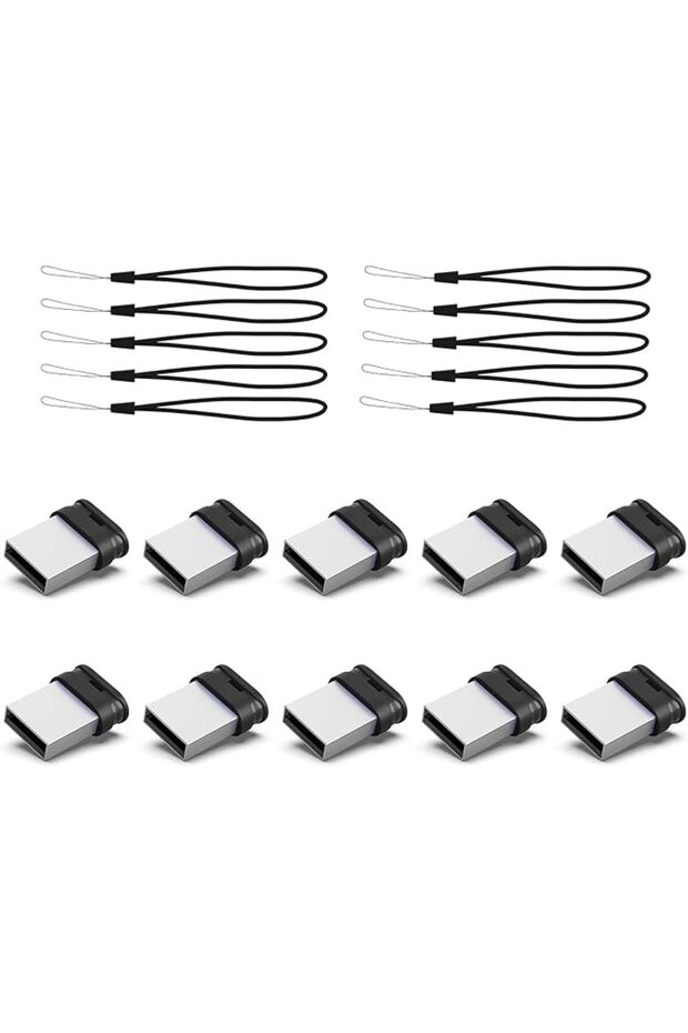 فلاش درايف صغير من K&ZZ سعة 16 جيجابايت، عبوة من 10 قطع، ذاكرة USB صغيرة 16 جيجا مع حبل تعليق، فلاش درايف USB 2.0 منخفض الحجم