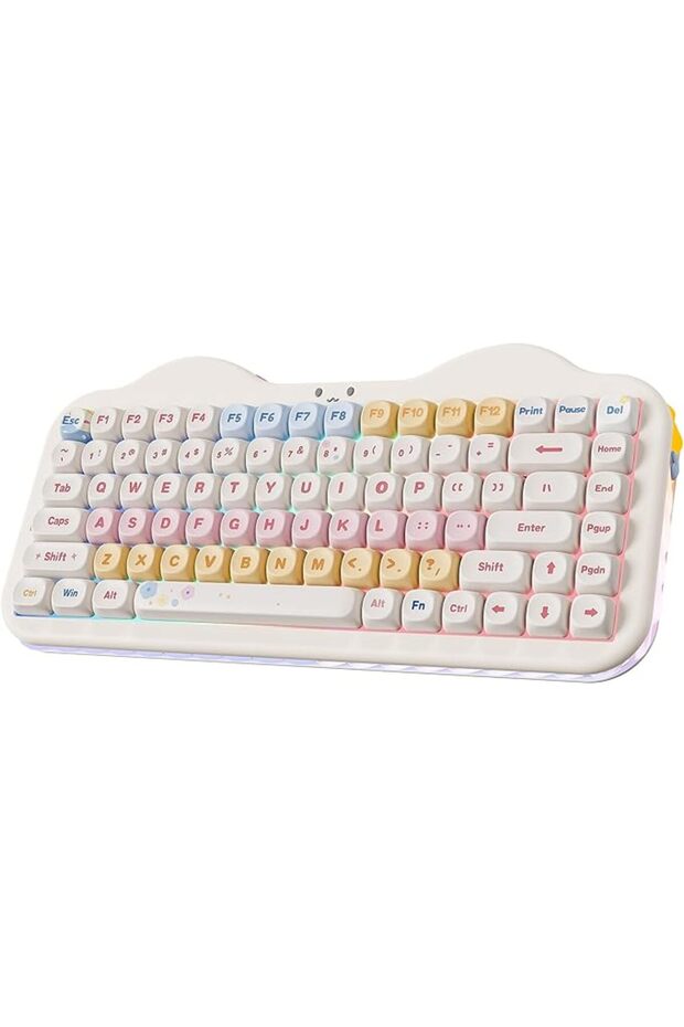 C75 Cute 75% Wireless Mechanical Keyboard(Beige, Candy Switch) | Creamy Cake Keyboard, BT5.0/