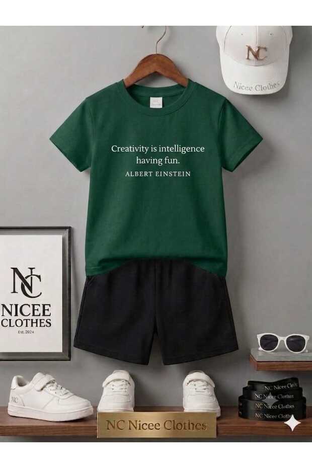 Summer Children's T-Shirt Shorts Unisex (Albert Text Printed)