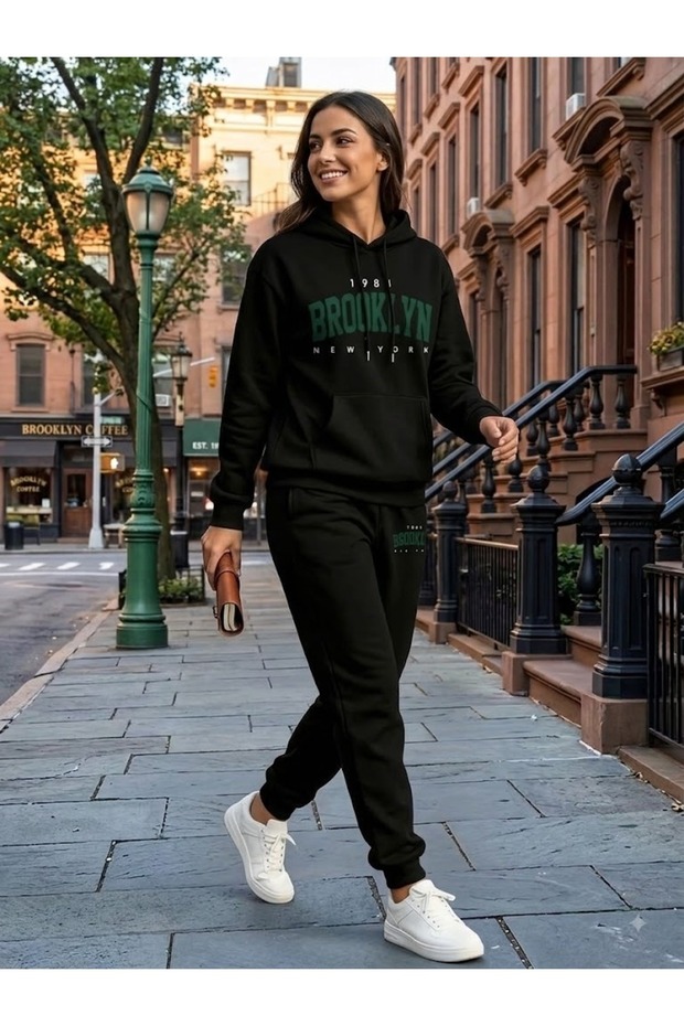 Unisex Brooklyn Oversize Hooded Tracksuit Set Loose Fit
