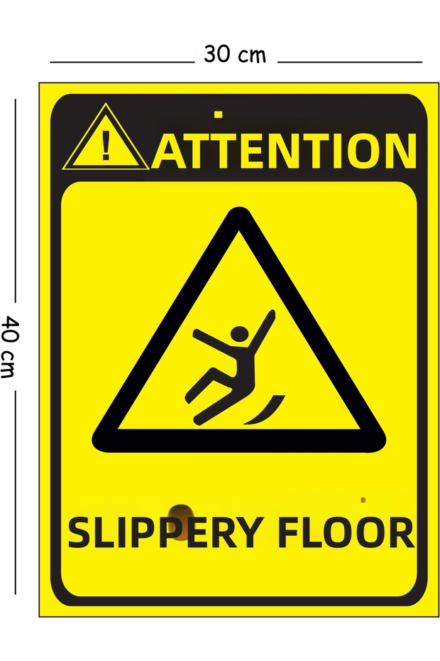Metal Attention Slippery Floor 30X40 cm A3 Warning Work Safety Sign