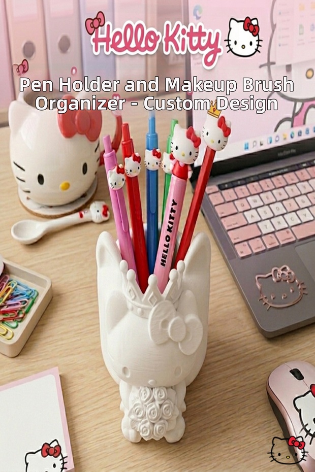 Hello Kitty Pen Holder and Desktop Makeup Brush Organizer
