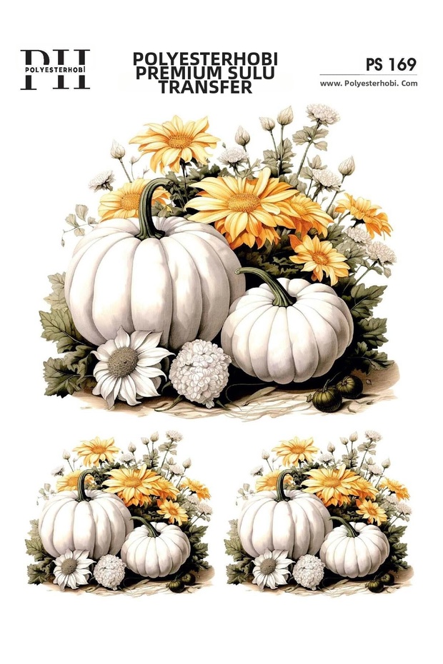 Premium Water Transfer 25X35 Flower and Pumpkin Patterned Ps 169