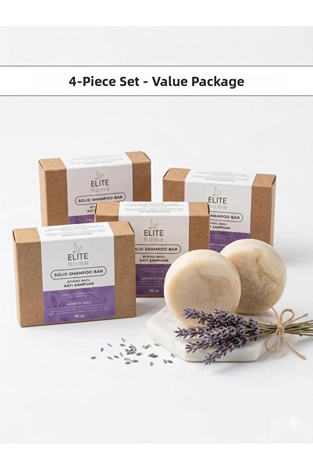 Solid Shampoo with Lavender Oil 95 Gr | Herbal Based Solid Shampoo Bar | Sulfate-Free Shampoo