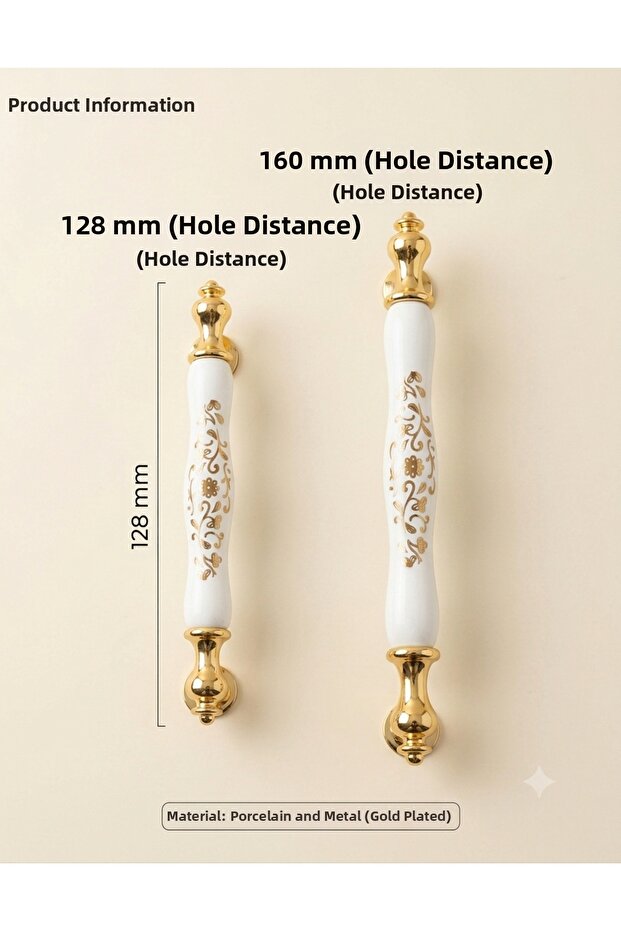 Porcelain Furniture Handles Cabinet Drawer Kitchen Handles 128 mm 160 mm North (Pattern 292)