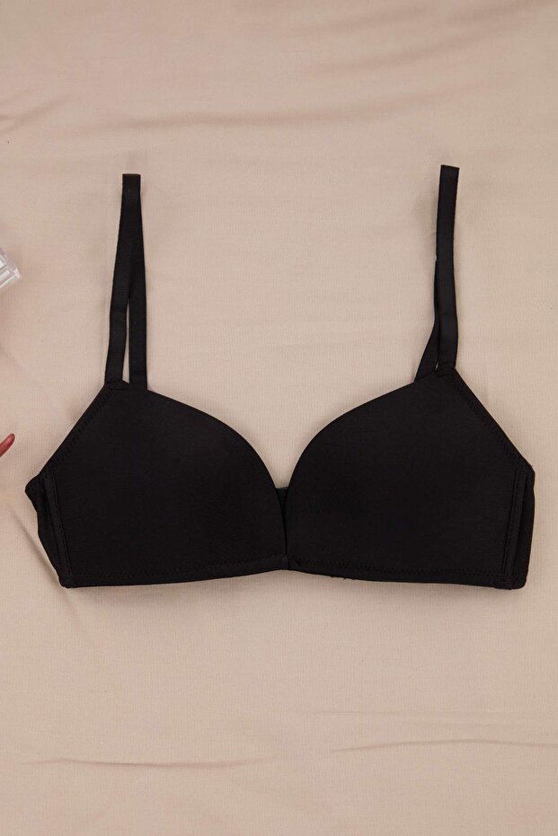 Siyah Micro Push Up T-Shirt Bra Örme Sütyen THMSS26SU00015 - 3