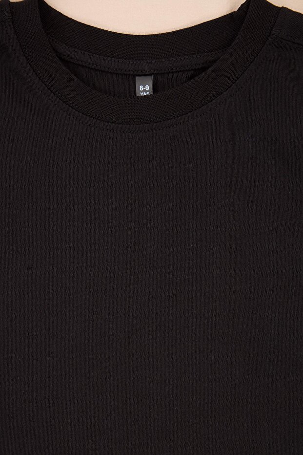 Siyah Düz Örme T-Shirt TKDSS26TS00080 - 4