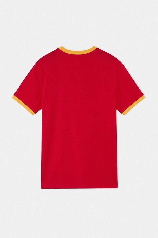 Kırmızı Düşük Omuz Regular Kalıp Şerit Detaylı %100 Pamuk T-Shirt TMNSS26TS00078 - 10