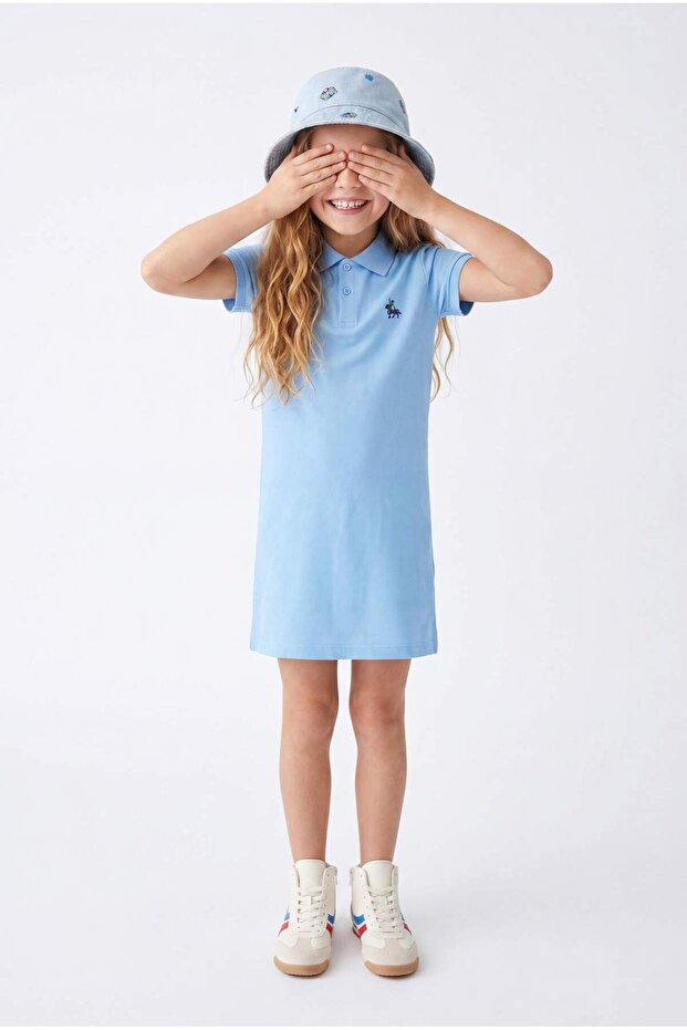 Turkuaz Kısa / Mini Çiçekli Örme Elbise TKDSS25EL00085 - 1