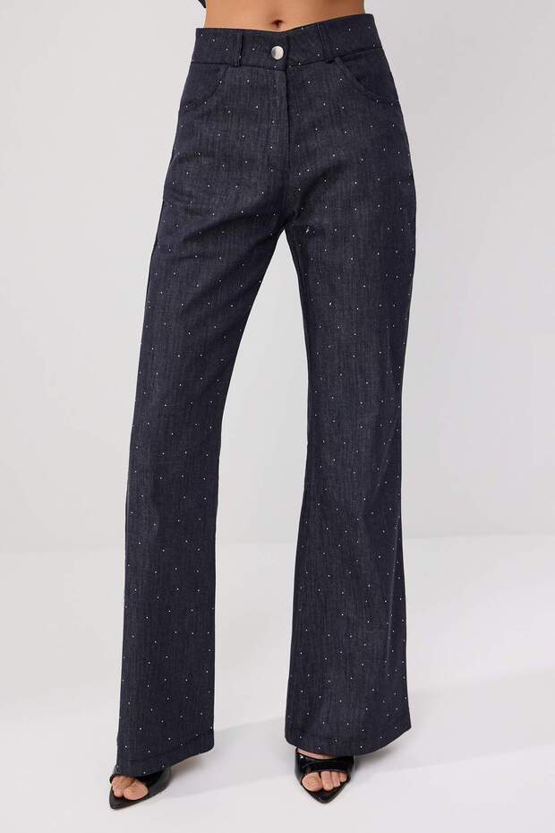 Koyu Mavi Taşlı Gömlek Pantolon Denim Alt - Üst Takım TWOSS26AU00270 - 3