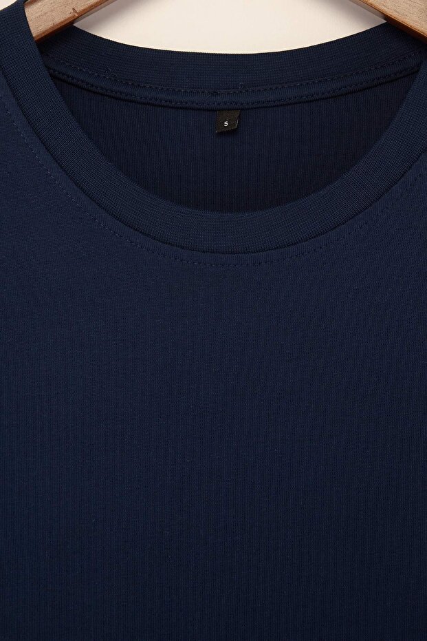 Grimelanj-Siyah-Beyaz-Haki-Lacivert 5'li Slim/Dar 5'li Paket %100 Tok Kumaş T-shirt TMNAW20TS0243 - 9