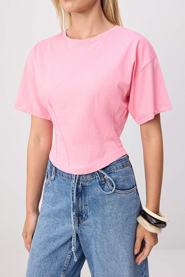 Pembe Örme T-Shirt TEDSS24TS00008 - 3