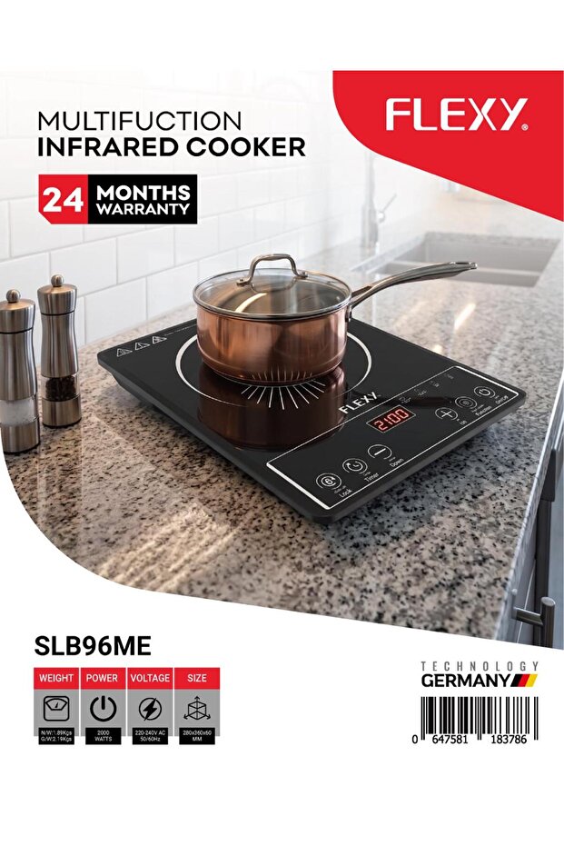 Multifunction Infrared Cooker 2000W Touch Control Portable Cooktop with Timer and Safety