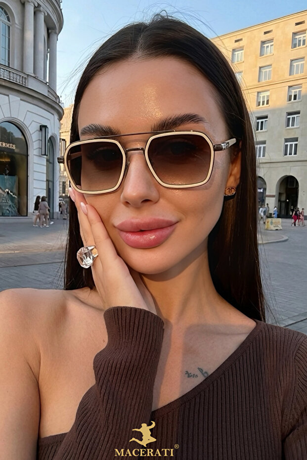 Unisex Uv400 Brown Sunglasses