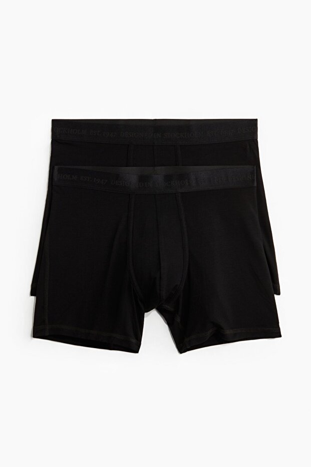 2’li Lycra® İçeren Normal Paça Boxer Şort