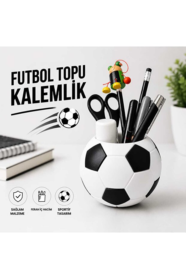 Soccer Ball Pen Holder Desktop Organizer Pencil Case Office Desk Organizer
