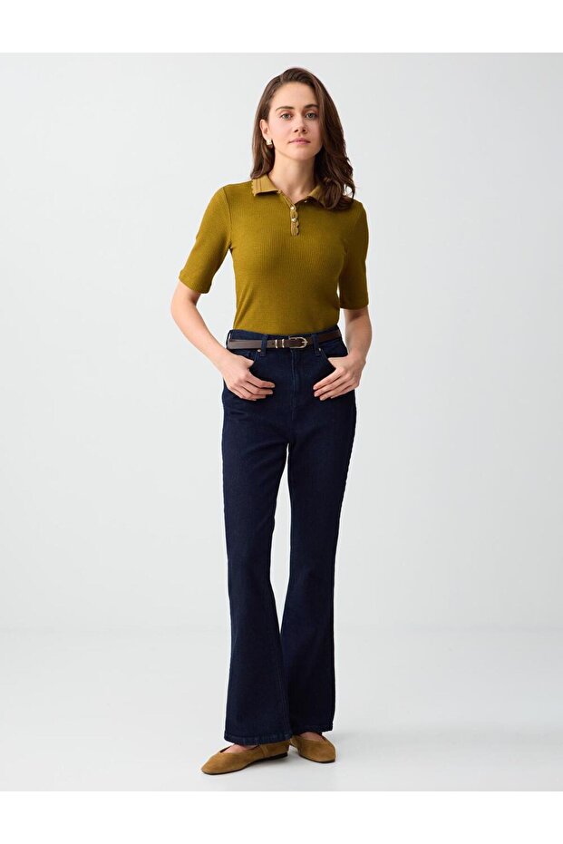 Mid Rodeo Wide Leg High Waist Long Denim Trousers