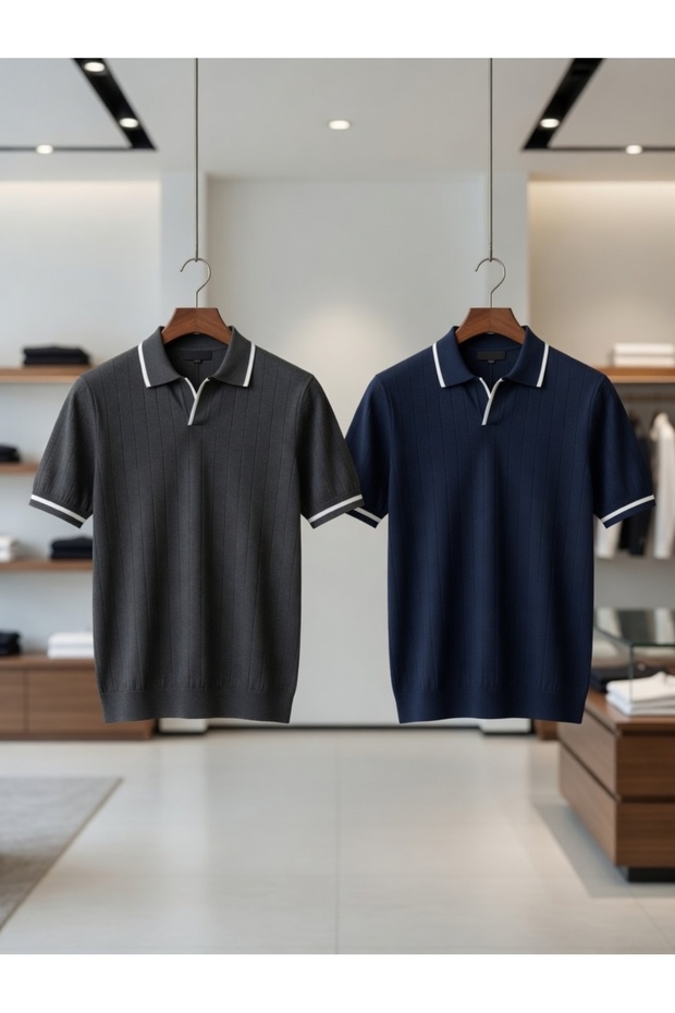 2Li Set Men's Short Sleeve 100% Cotton Knitwear T-Shirt/T-Shirt Summer Breathable Basic New Model 2026