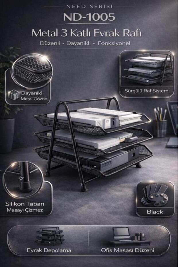 Perfore 3-Tier Black Document Rack - Nd-105 - 1
