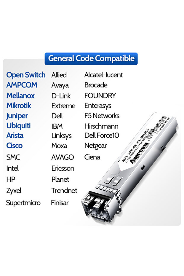 General Code AMPCOM 1.25G Transceiver Module LC SFP Multi-mode, Duplex Optic Module 1000BASE-SX SFP