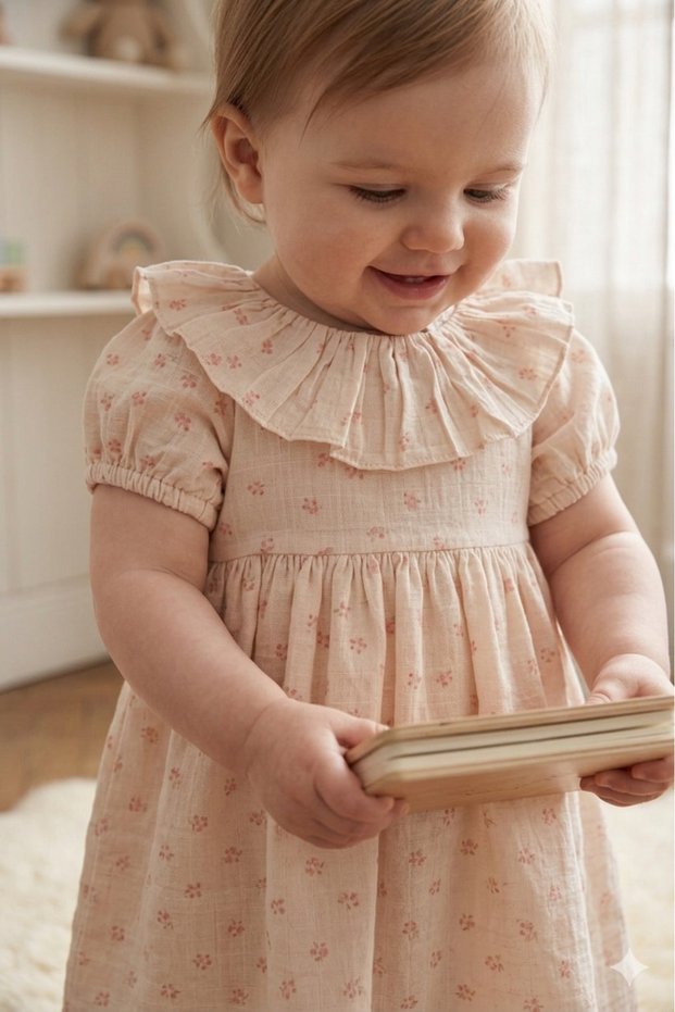 100% cotton muslin baby girl dress