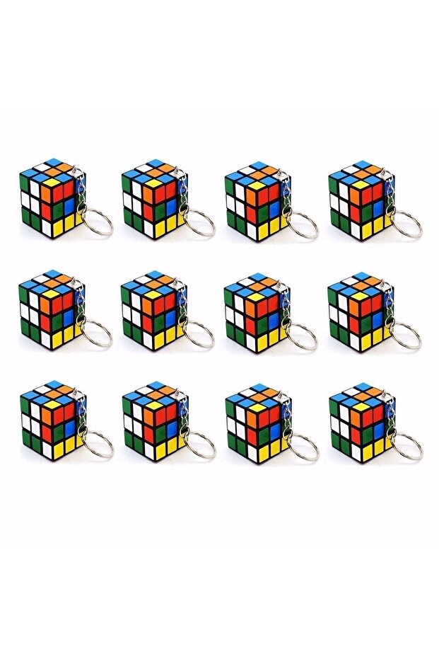 12 Pieces Mini Rubik Intelligence Cube (Patience Cube) 3x3 Keychain