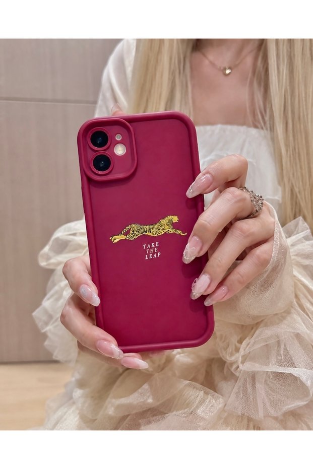 iPhone 11 Leopard Print Burgundy Color Thick Edge Case