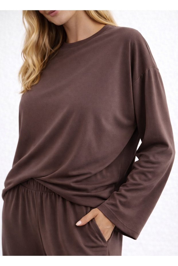 Coffee Color Modal Blended Blouse
