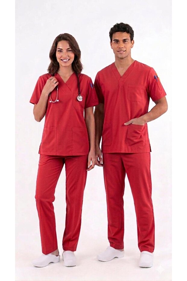Light Red Premium Scrubs Set - Nurse Doctor Uniform High-Quality Fabric