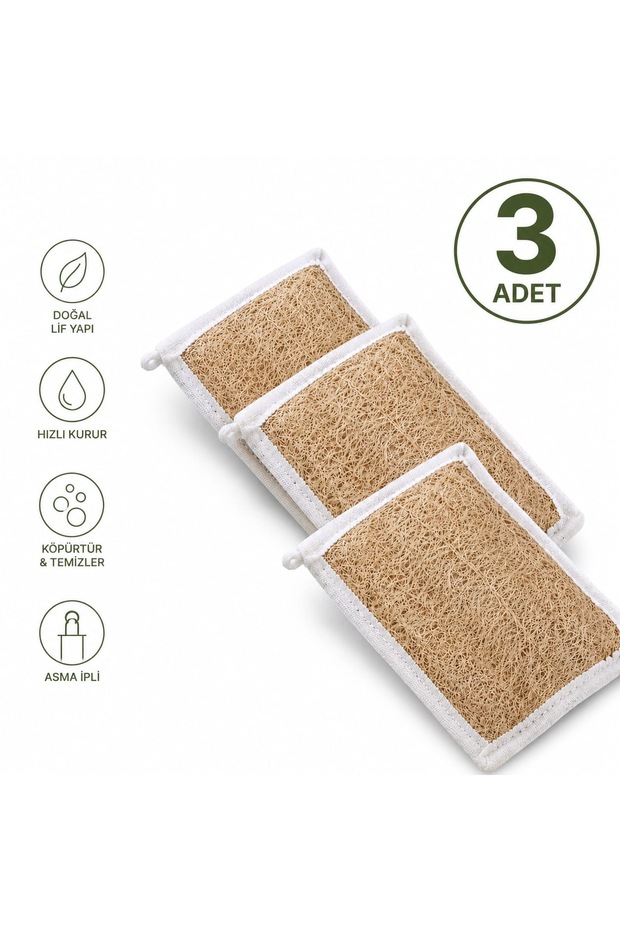 Natural Pumpkin Fiber Dish Sponge 3-Pack
