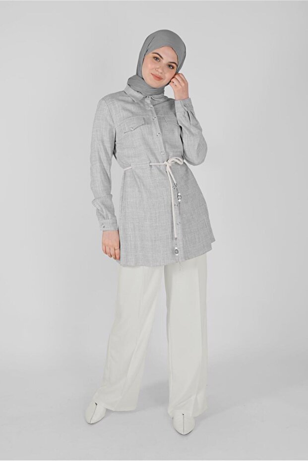 41628 Model Buttoned Checkered Tunic - 2
