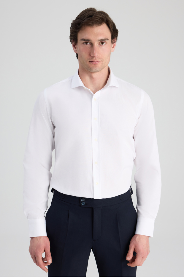 Ds Damat Slim Fit White Nano Care Shirt