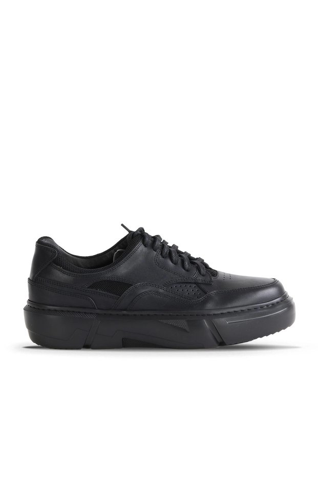 Black Leather-Mesh Men's Sports Shoes 10Ma106594