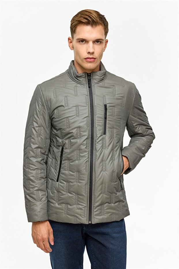Gri Slim Kapitone Mont - 3