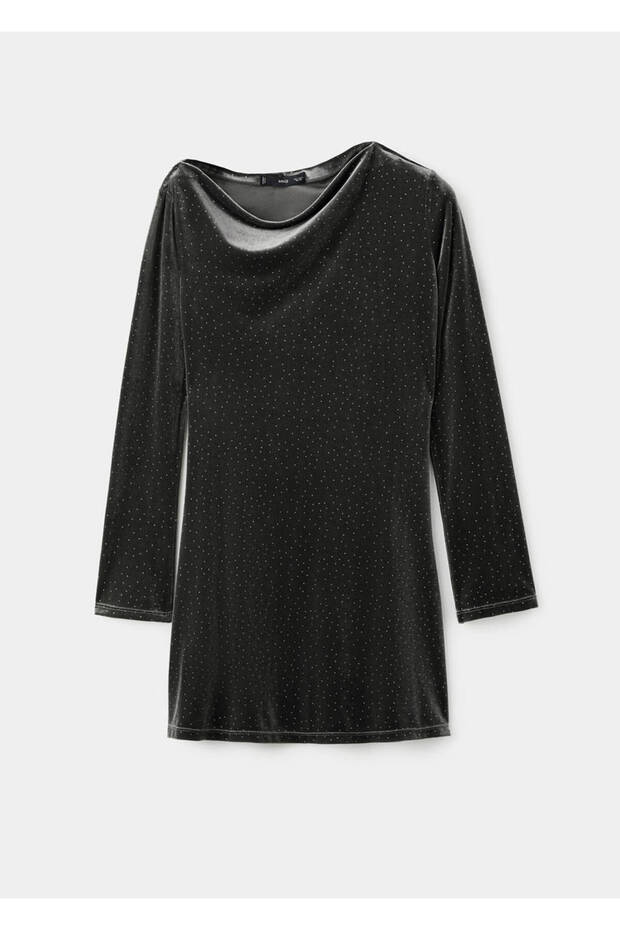 Glänzendes asymmetrisches Samtkleid - 3