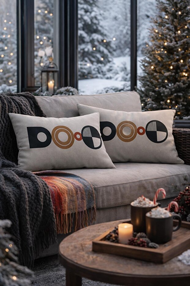 2-Piece Ds92 - Double-Sided Rectangular Throw Pillow Cover - 1