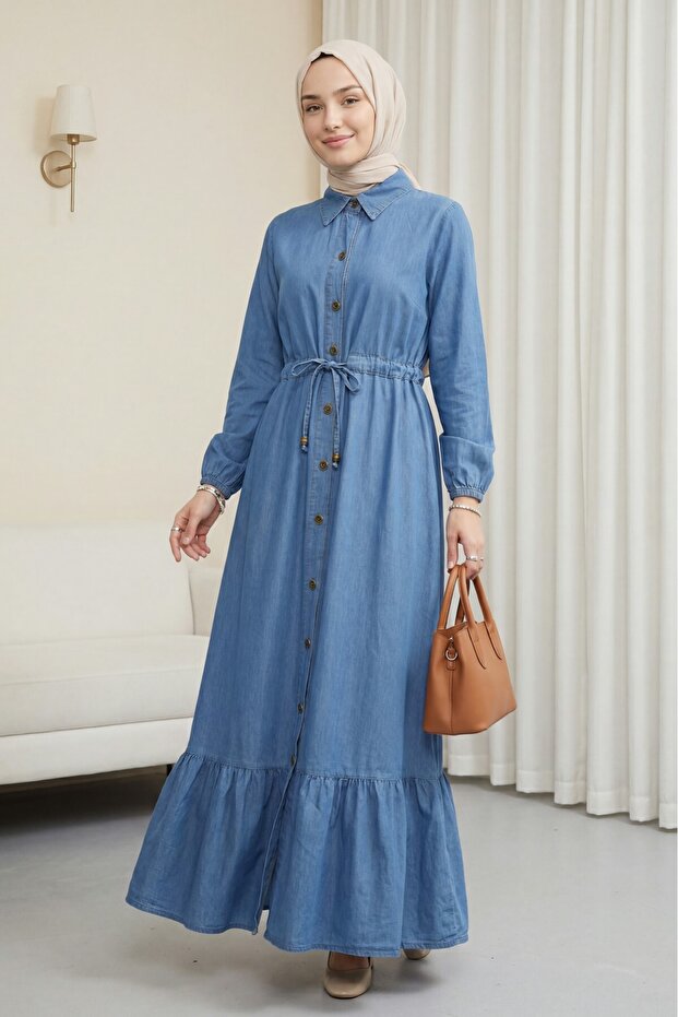 Double Pocket Buttoned Denim Dress