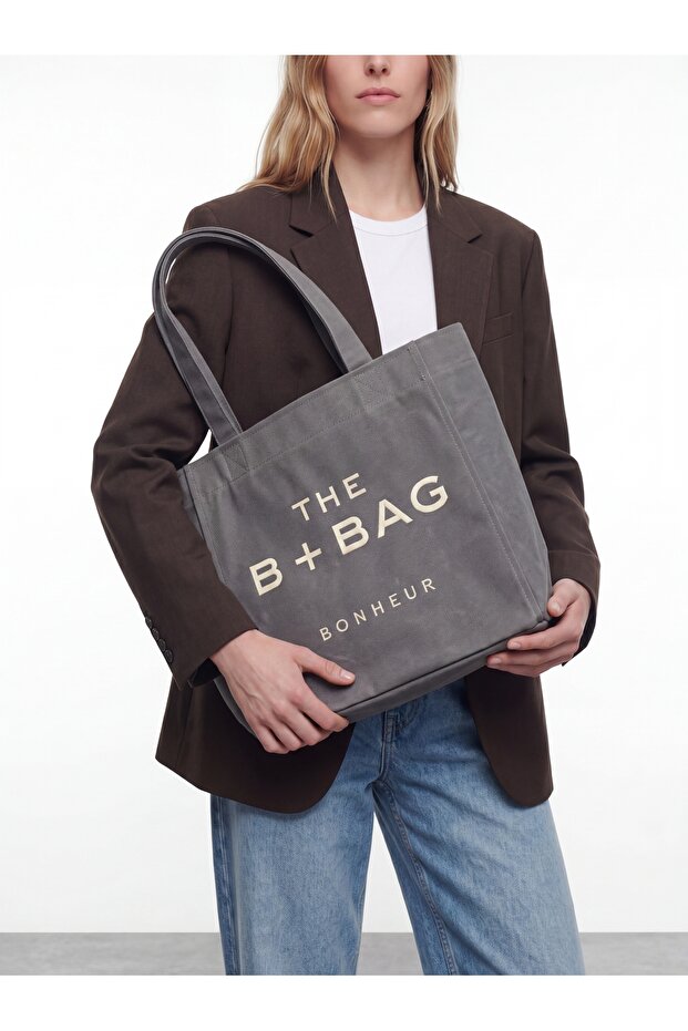 Canvas Ghost Gray Medium Tote Bag - 5