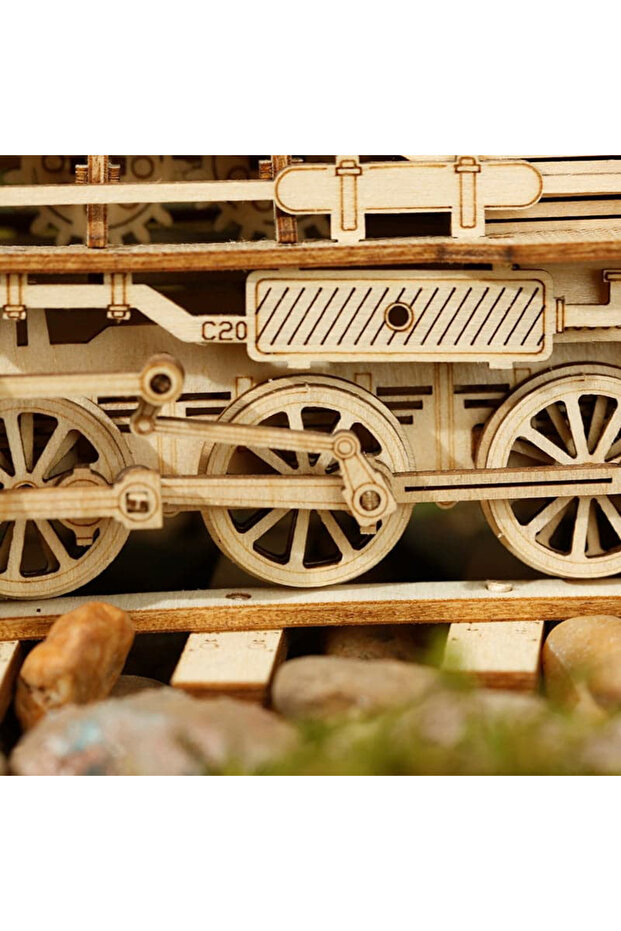 MC501 Lokomotif Tren (Prime Steam Express) DIY Minyatür Maket Model Seti Ahşap 3D Wooden Puzzle - 6