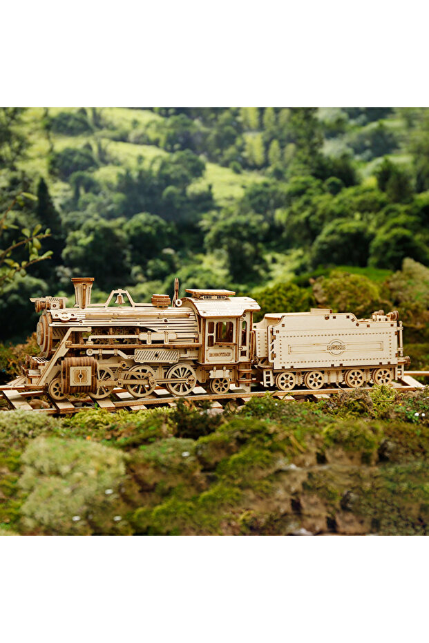 MC501 Lokomotif Tren (Prime Steam Express) DIY Minyatür Maket Model Seti Ahşap 3D Wooden Puzzle - 3