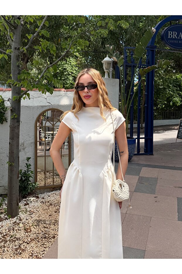 Rochie lungă, elegantă, crem - 5092 - 2