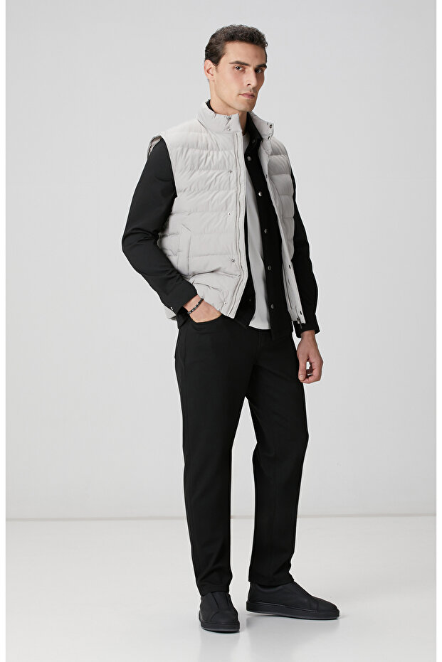 Gri Ray Kapitoneli Casual Yelek - 3