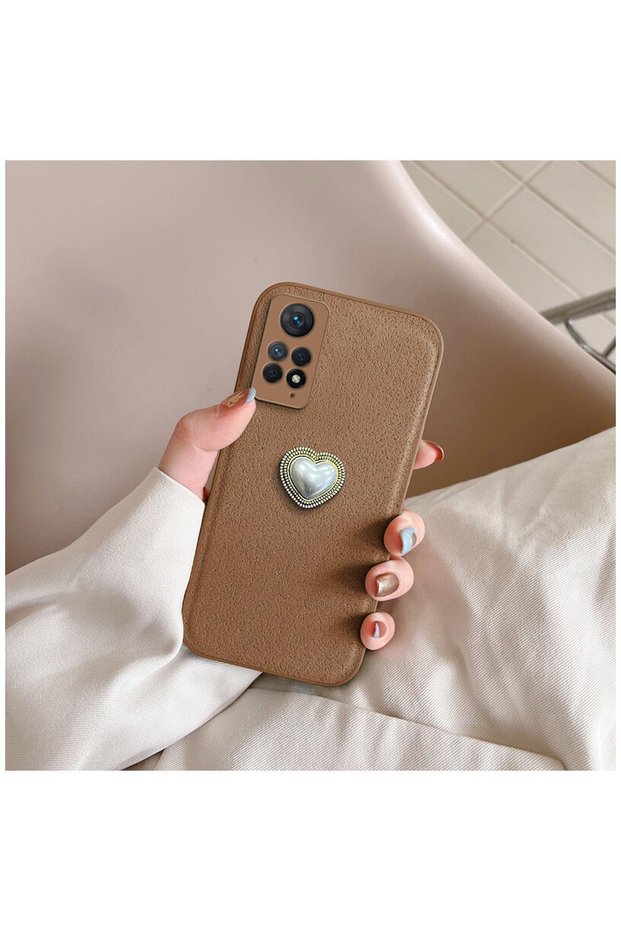 Xiaomi Redmi Note 11 Pro Compatible Case Heart Vel Silicone Case Light Brown
