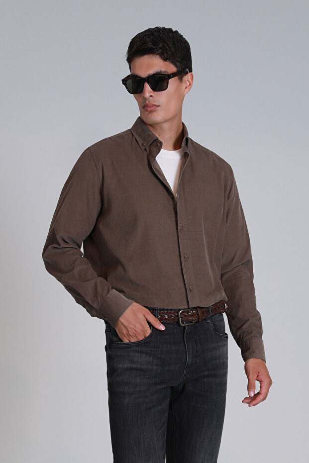 Water Erkek Basic Gömlek Slim Fit Kum - 5