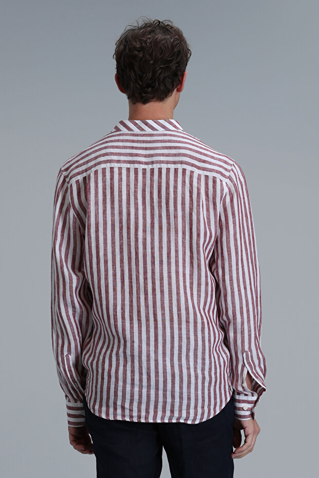 Fast Erkek Basic Gömlek Comfort Fit Bordo - 6