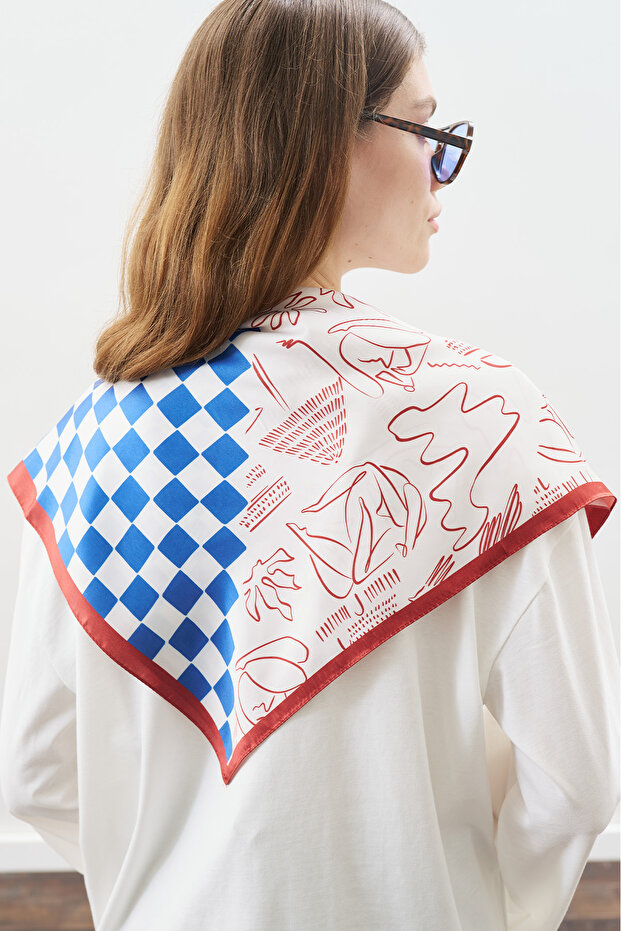 Patterned Medium Size Satin Scarf Divine - 1